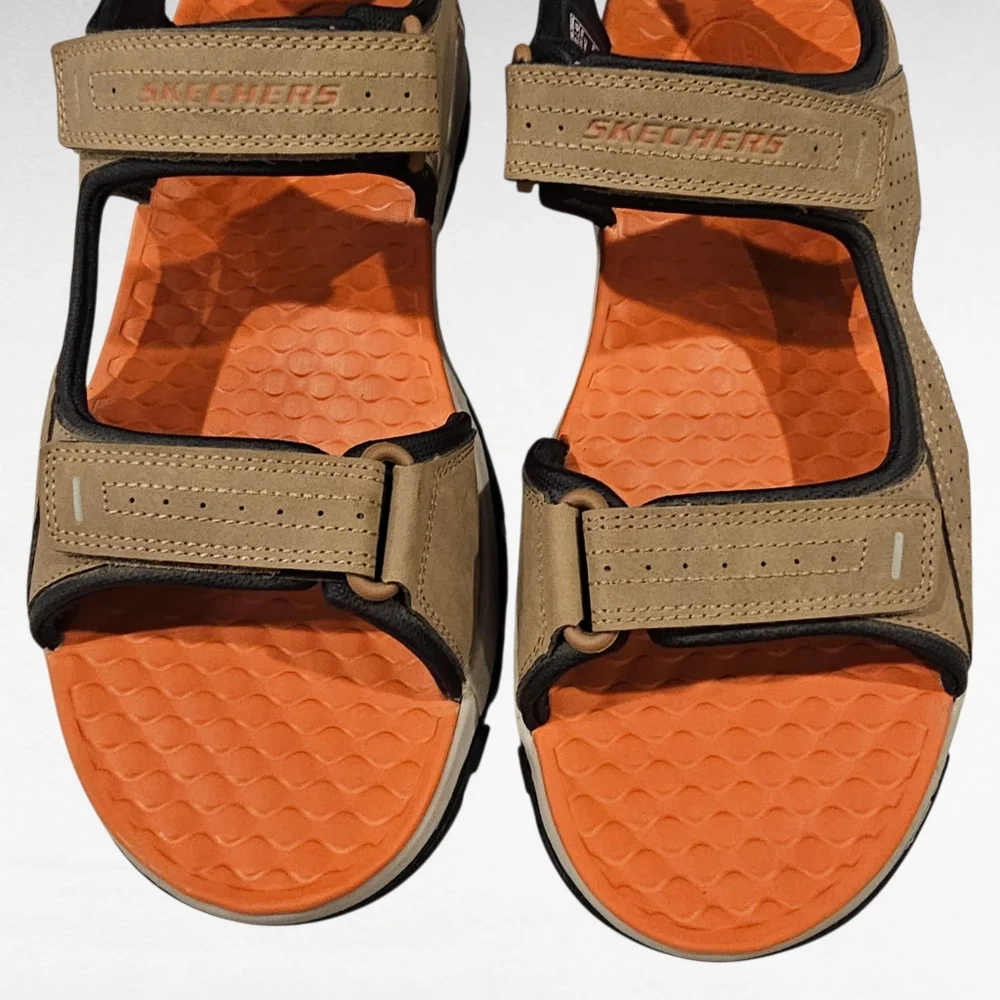 Skechers Men's Tresmen Garo Sandals Relaxed Fit Luxe Foam 204105 Tan Size 13